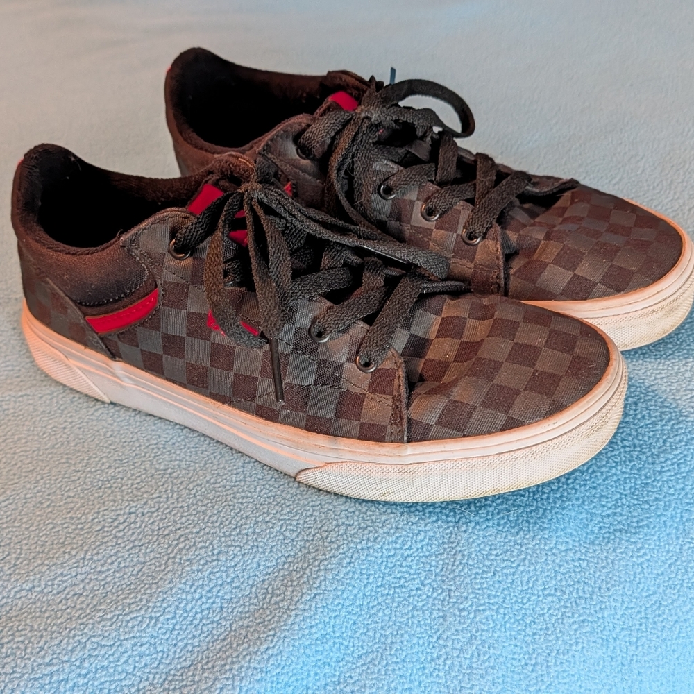 Vans Black and Red Checkered Sneakers